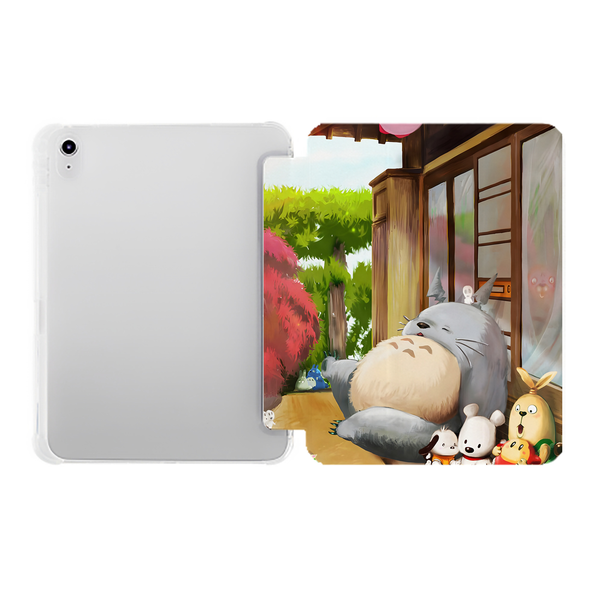 （画像用） となりのトトロ 草壁メイ 草壁サツキ My Neighbor Totoro Satsuki Kusakabe Mei Kusakabe IPad ケース ペン収納付き 三つ折りスタンド PUレザー×シリコン 対応機種9.5/10.5/10.9インチ